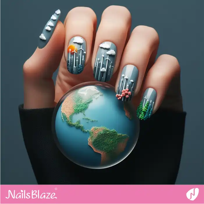 Air Pollution Matte Nails Design | Climate Crisis Nails - NB2806